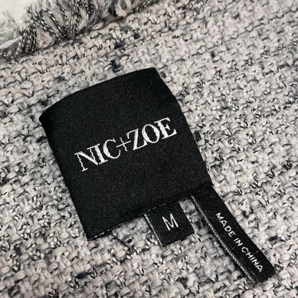 Nic&Zoe Grey tweed jacket with ruffle‎ trim and pockets